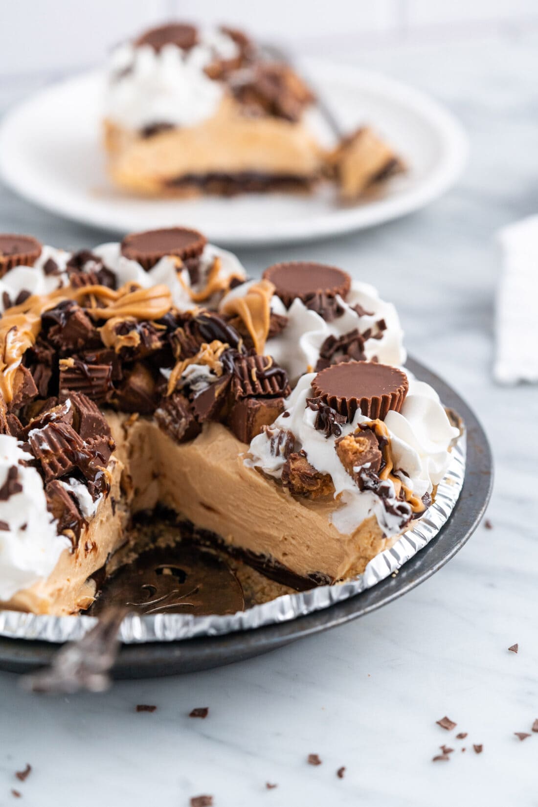 Reeses Pie with a slice removed