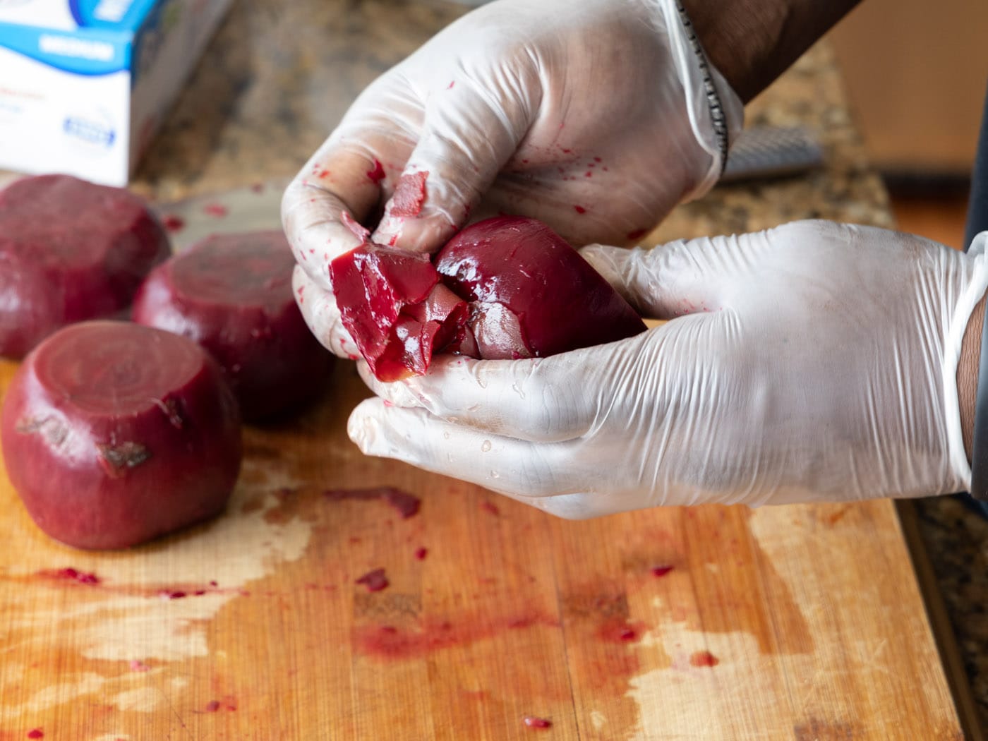 removing skin from boiled beets