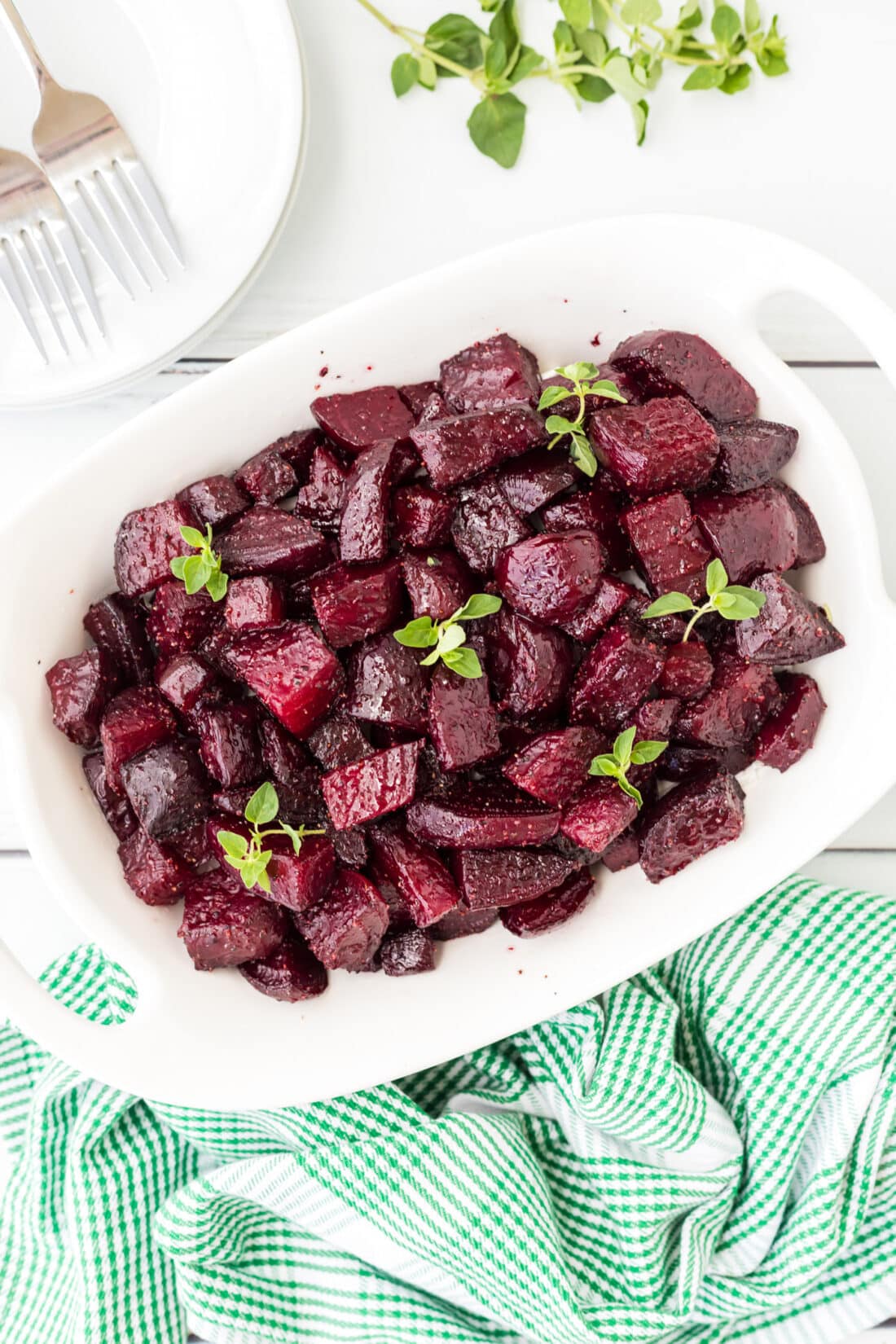 casserole dish of Roasted Beets