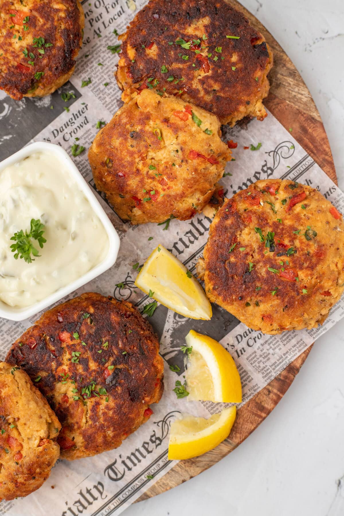 Salmon Croquettes on parchment paper