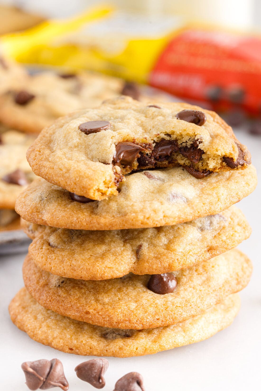 stack of nestle tollhouse chocolate chip cookies