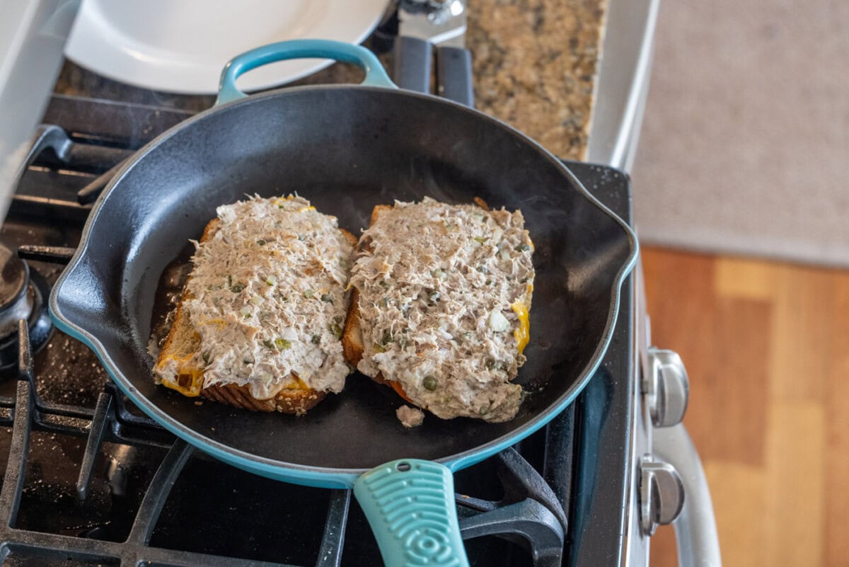 tuna melts cooked on the stovetop
