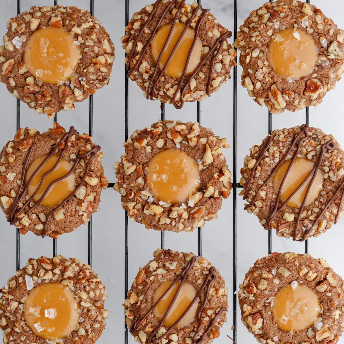 Turtle Thumbprint Cookies - Amanda's Cookin' - Cookies, Brownies