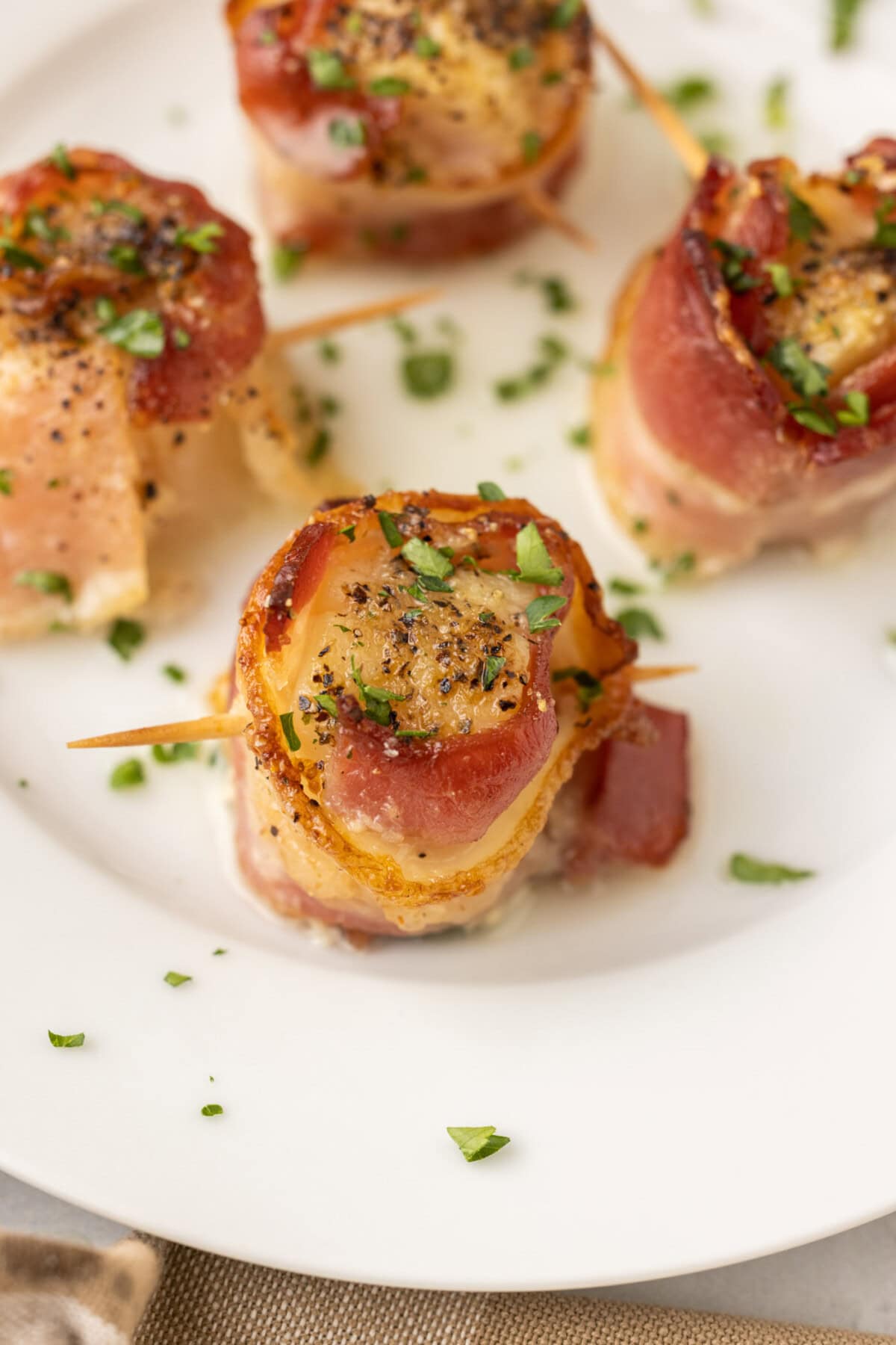 Bacon Wrapped Scallops on plate