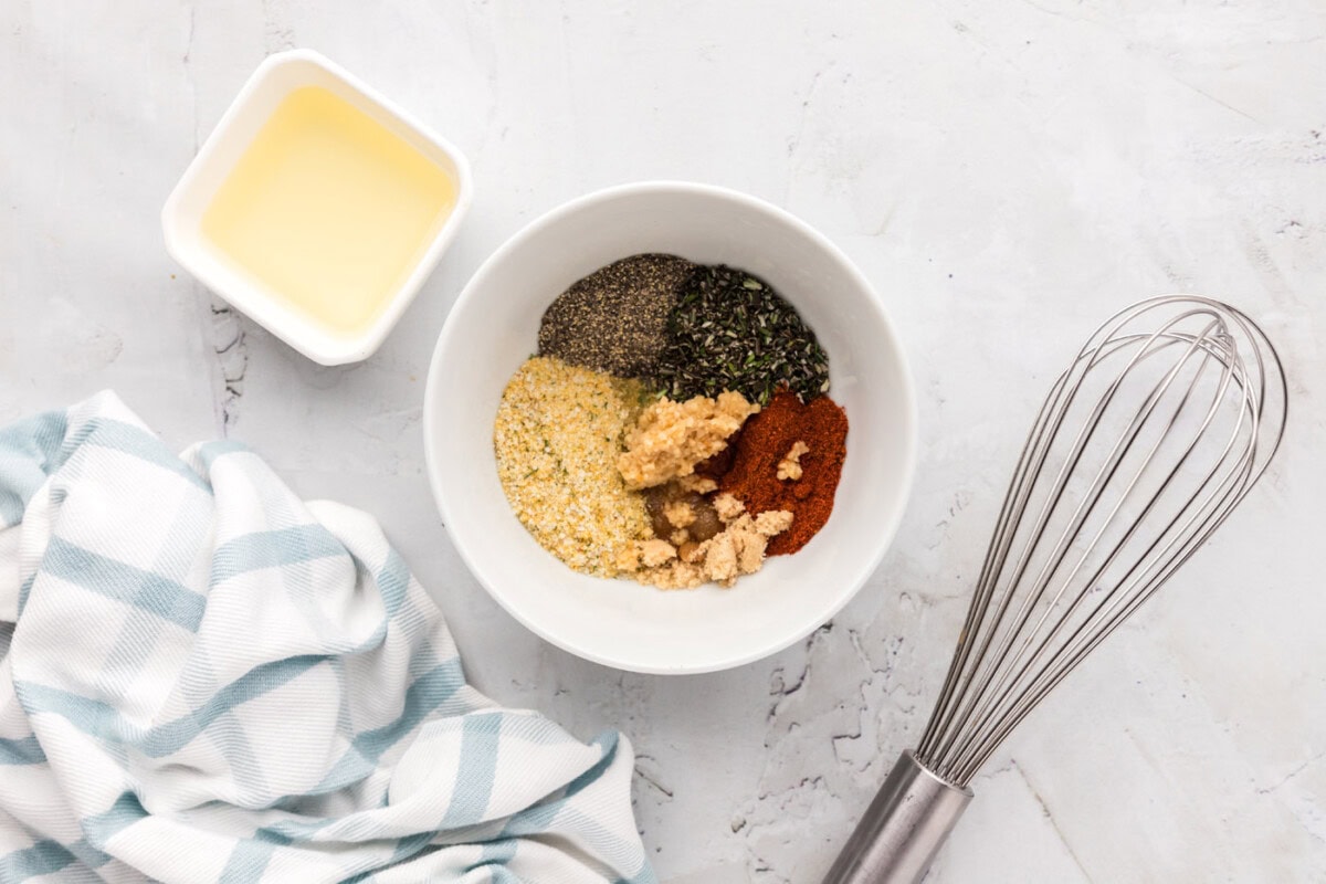 lamb chops wet rub ingredients in a bowl