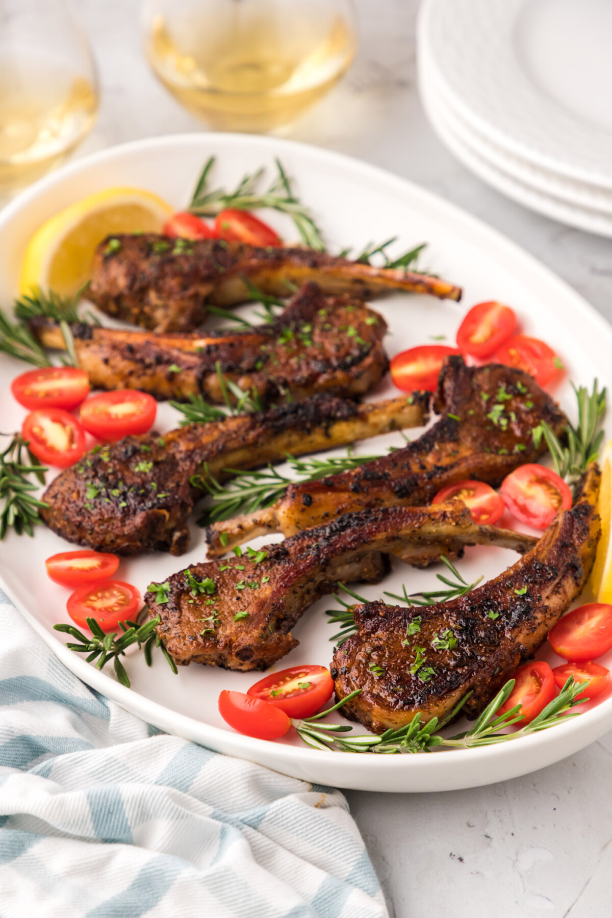 Baked Lamb Chops on a platter