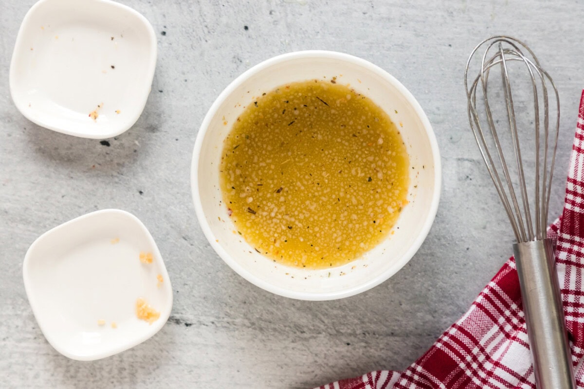 melted butter with garlic and seasoning