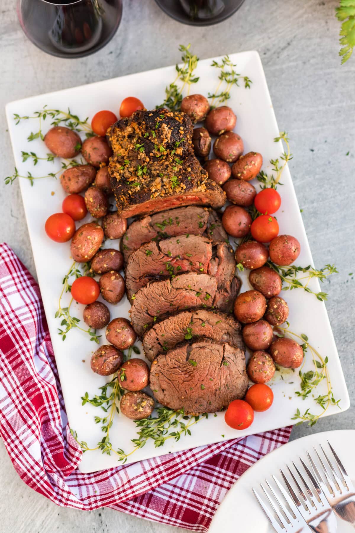 verhead photo of Beef Tenderloin on platter