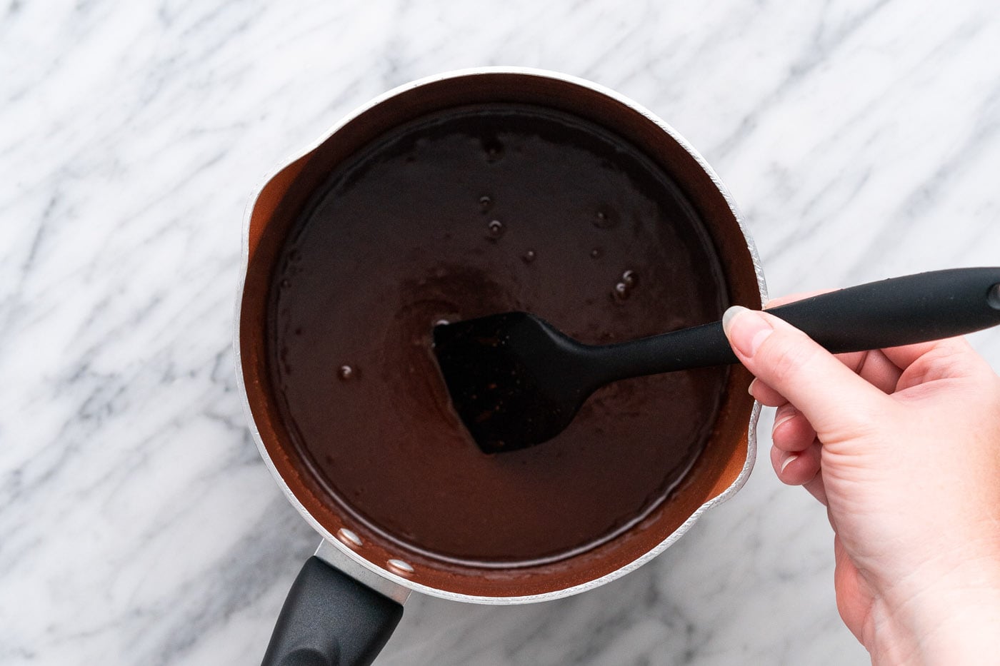 melted chocolate in a saucepan