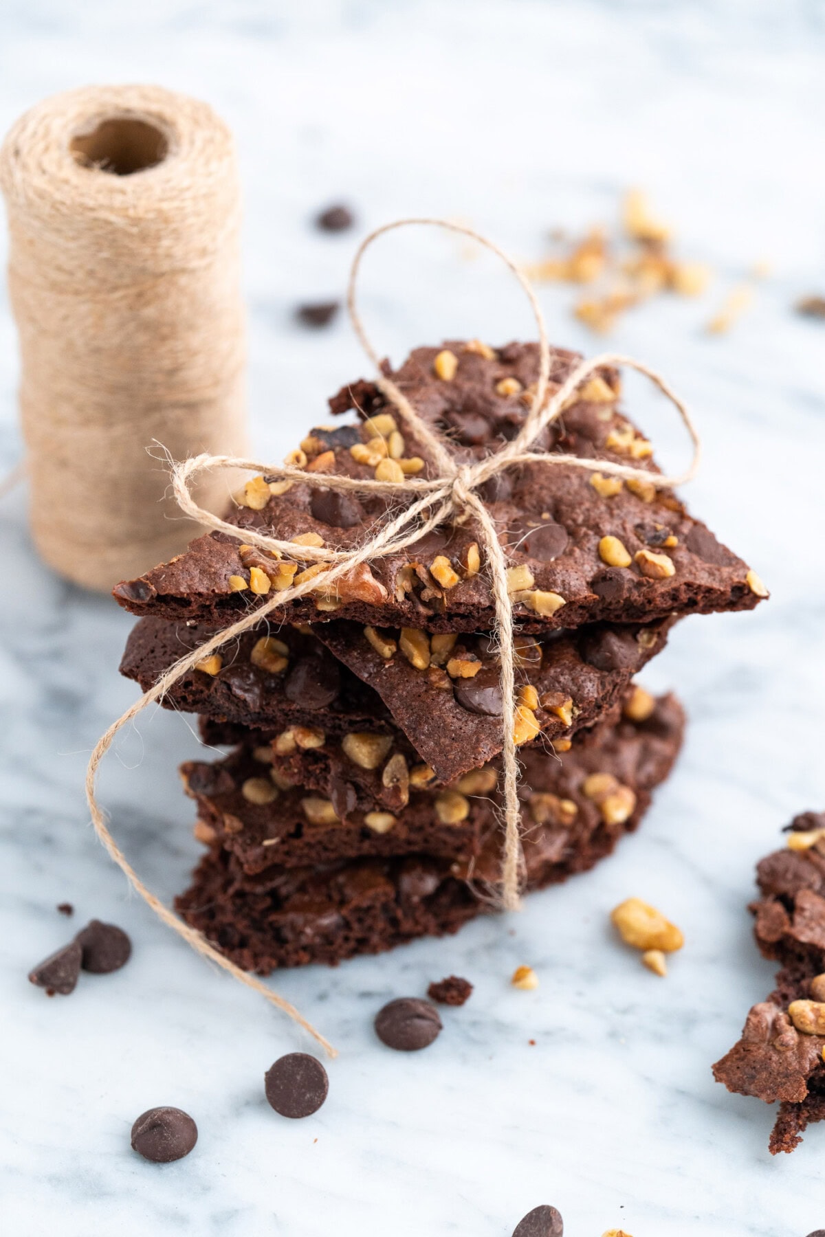 Brownie Brittle tied with twine