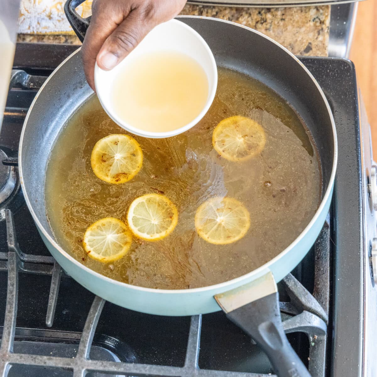 adding white wine to chicken francese