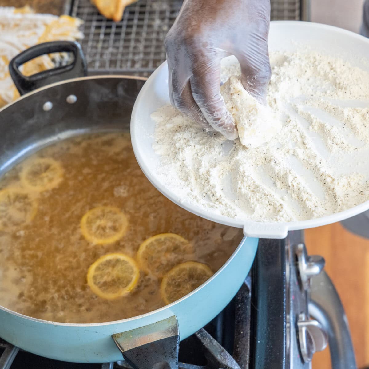 dipping butter in flour