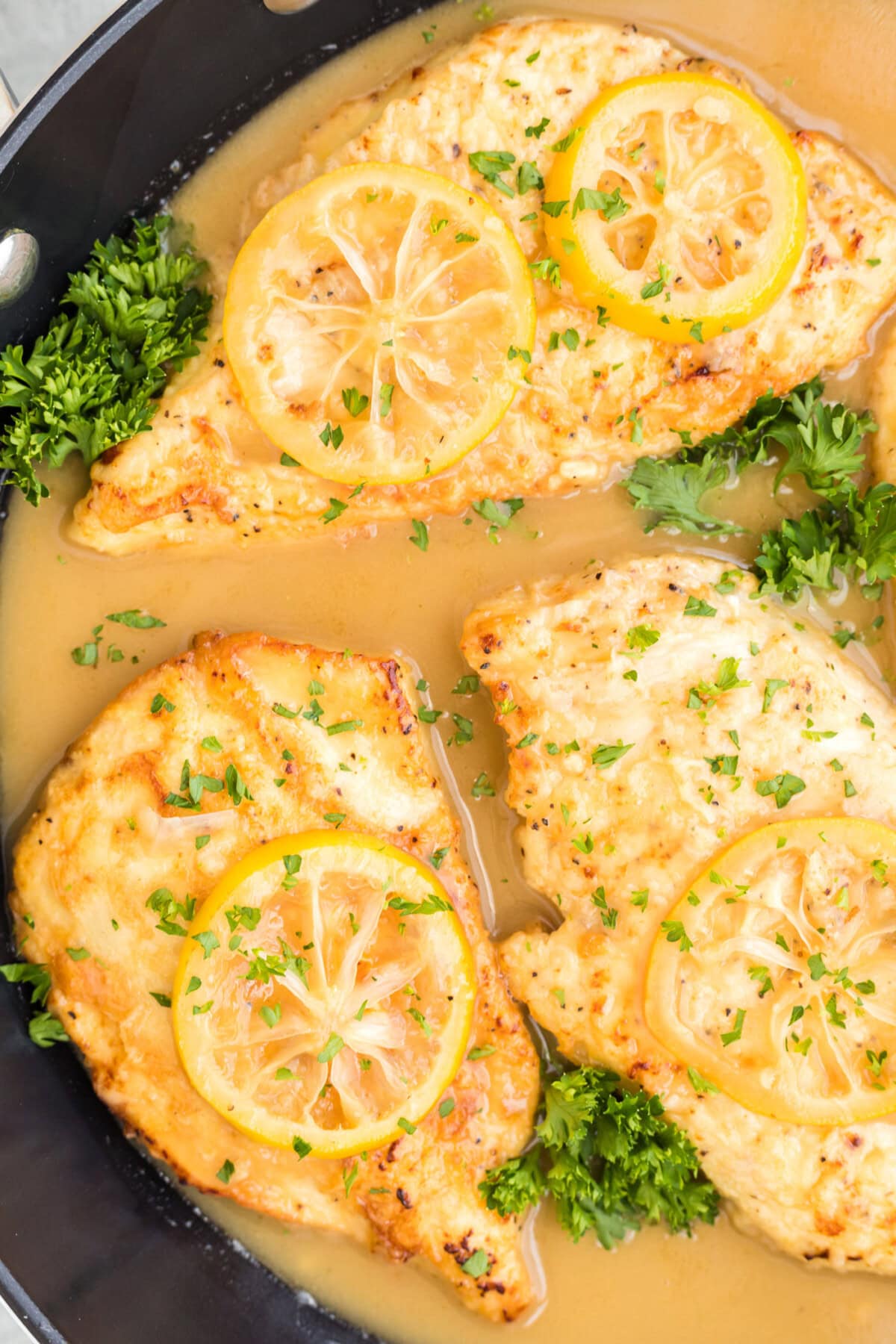 Chicken Francese in a skillet