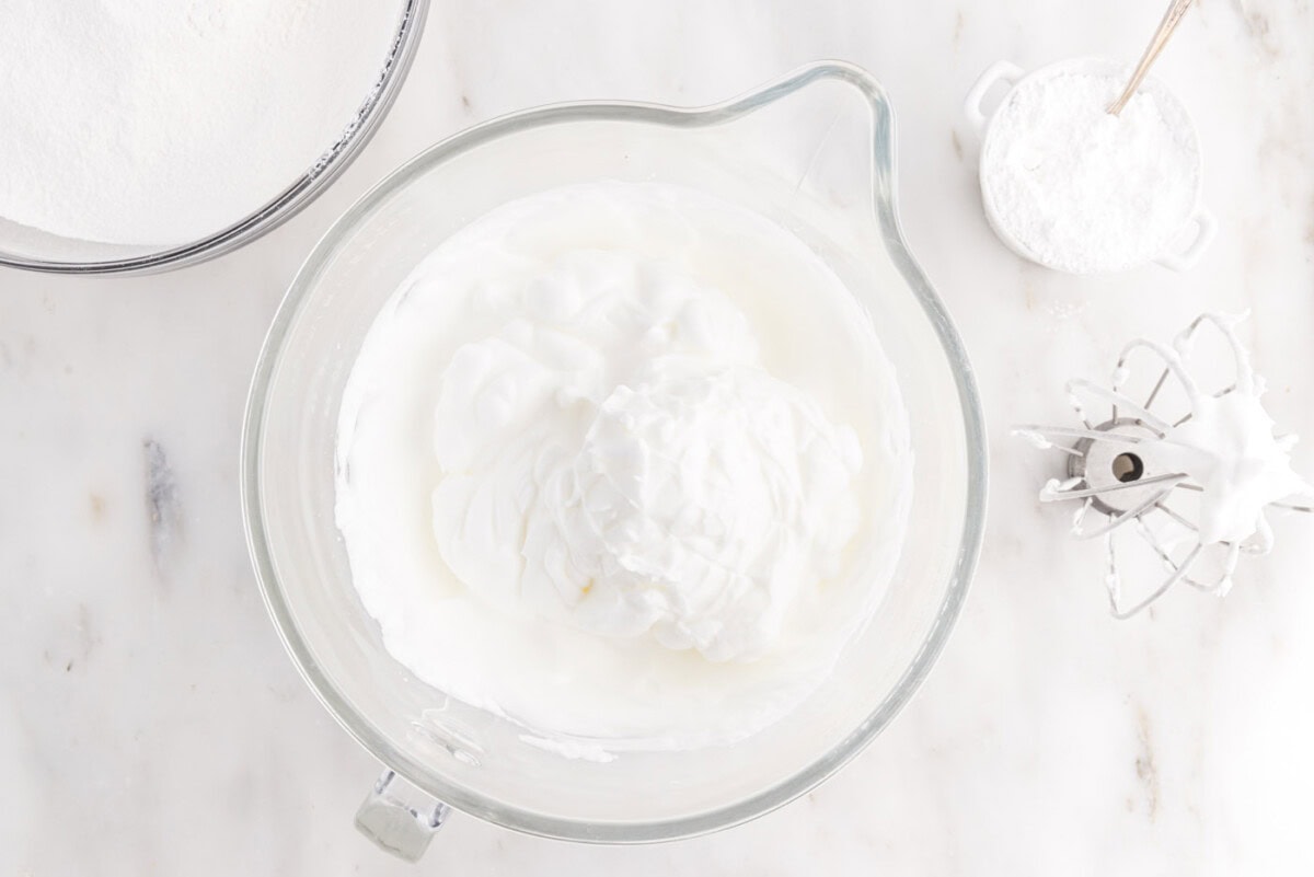 egg white meringue in a stand mixer