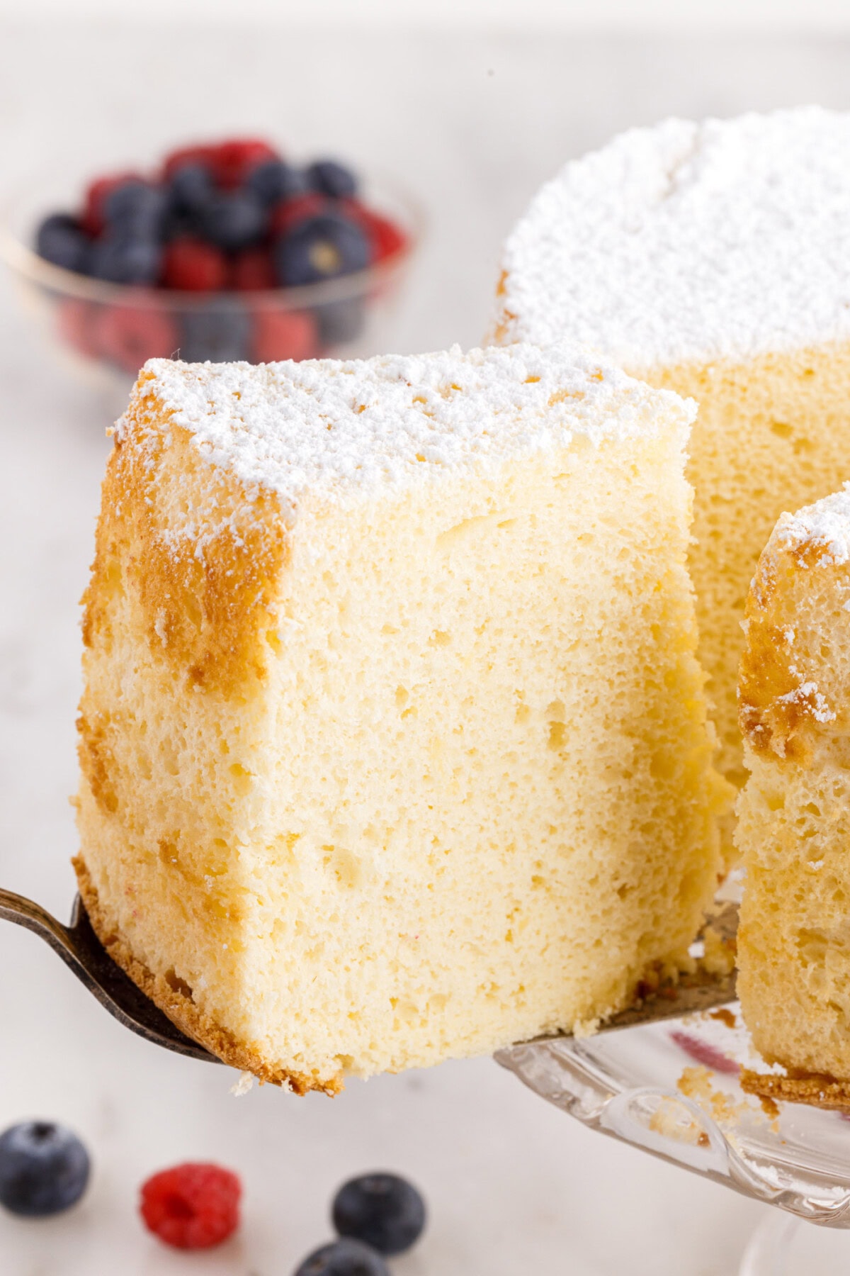 slice of Chiffon Cake on spatula