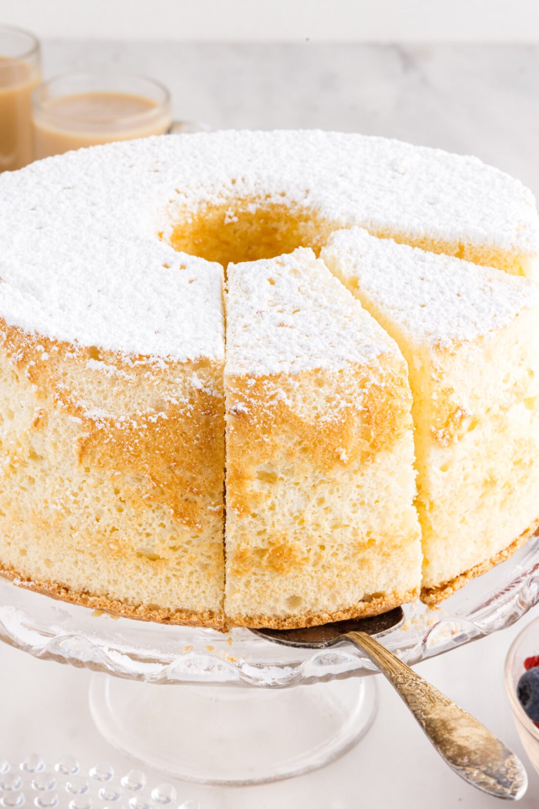 slice of Chiffon Cake being removed