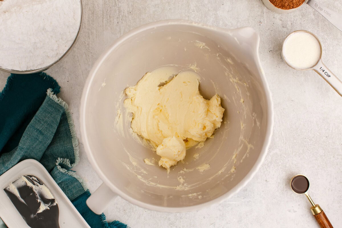 butter in a stand mixer bowl