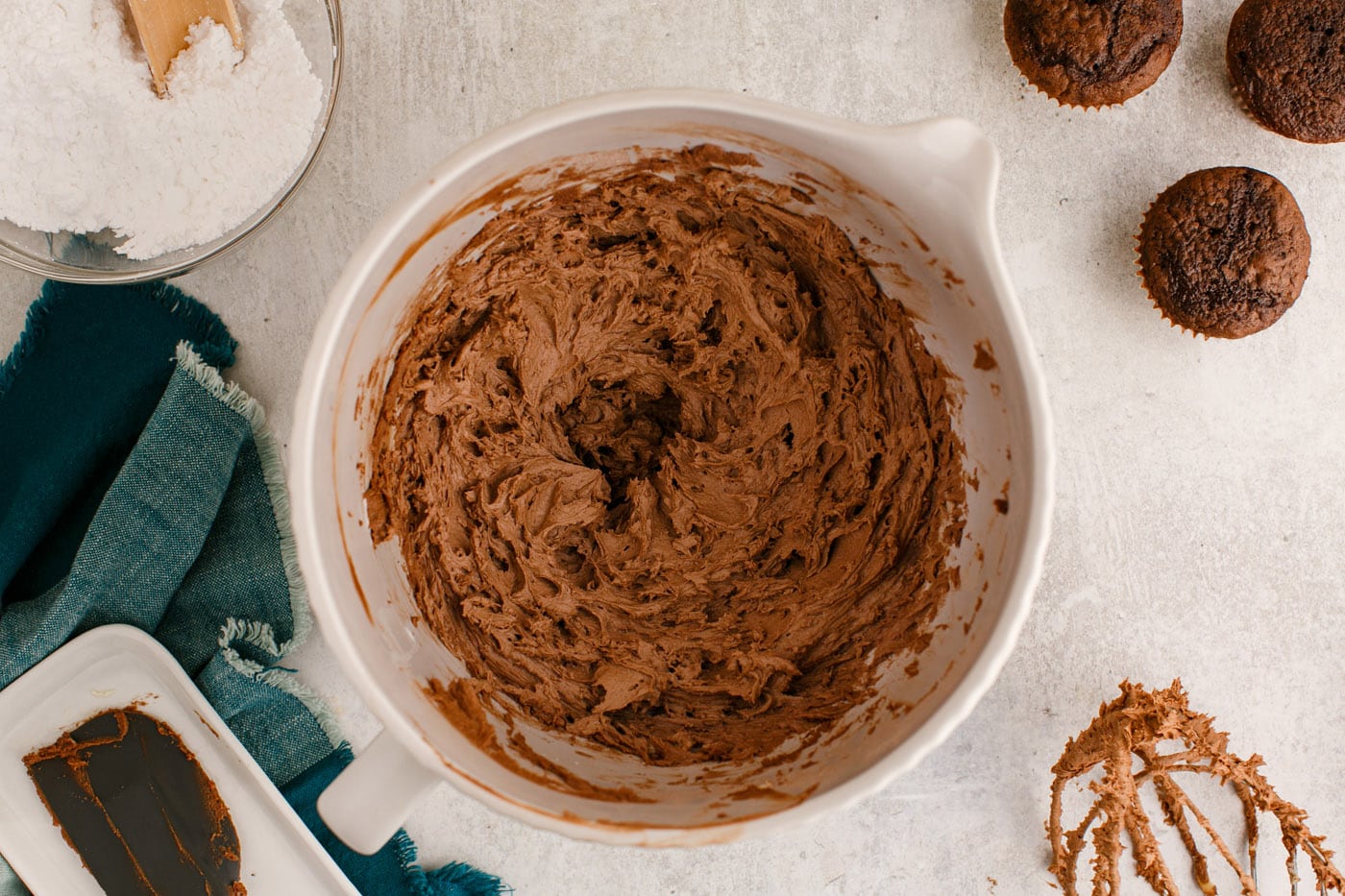 chocolate buttercream frosting made with a stand mixer