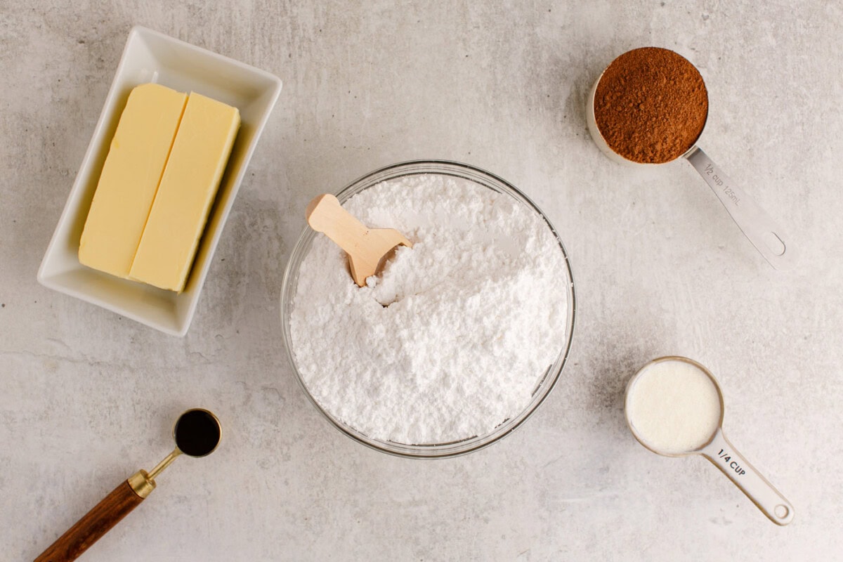 ingredients for Chocolate Buttercream Frosting