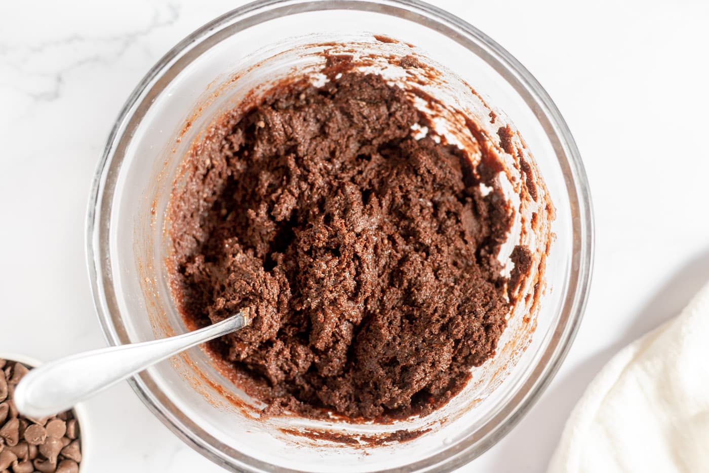 chocolate cake mix dough for cookies in a bowl