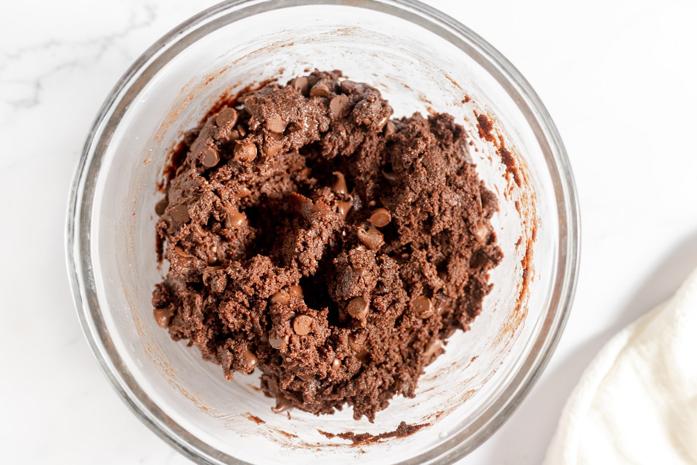 chocolate cake mix cookie dough in a bowl