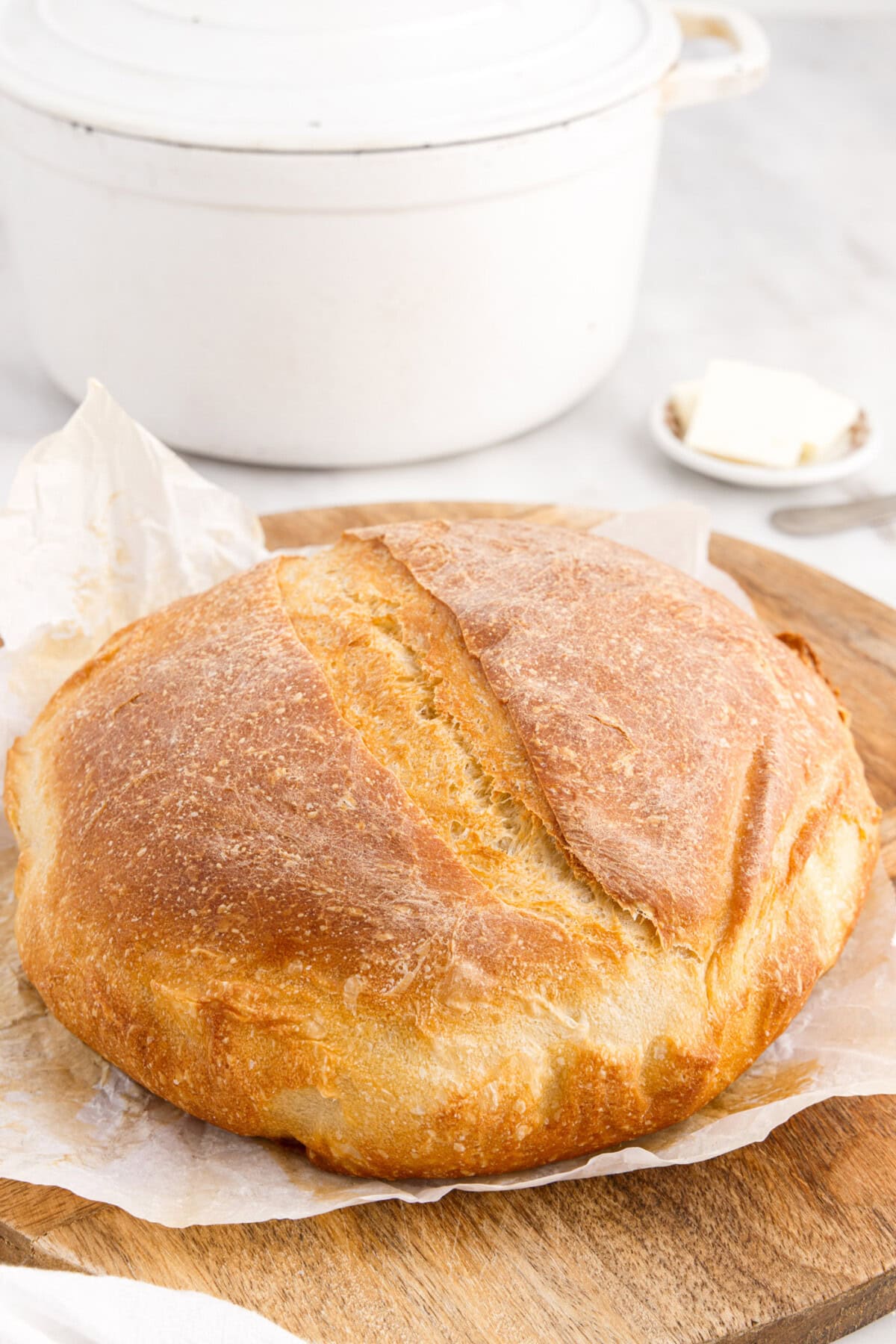 Dutch Oven Bread on cutting board