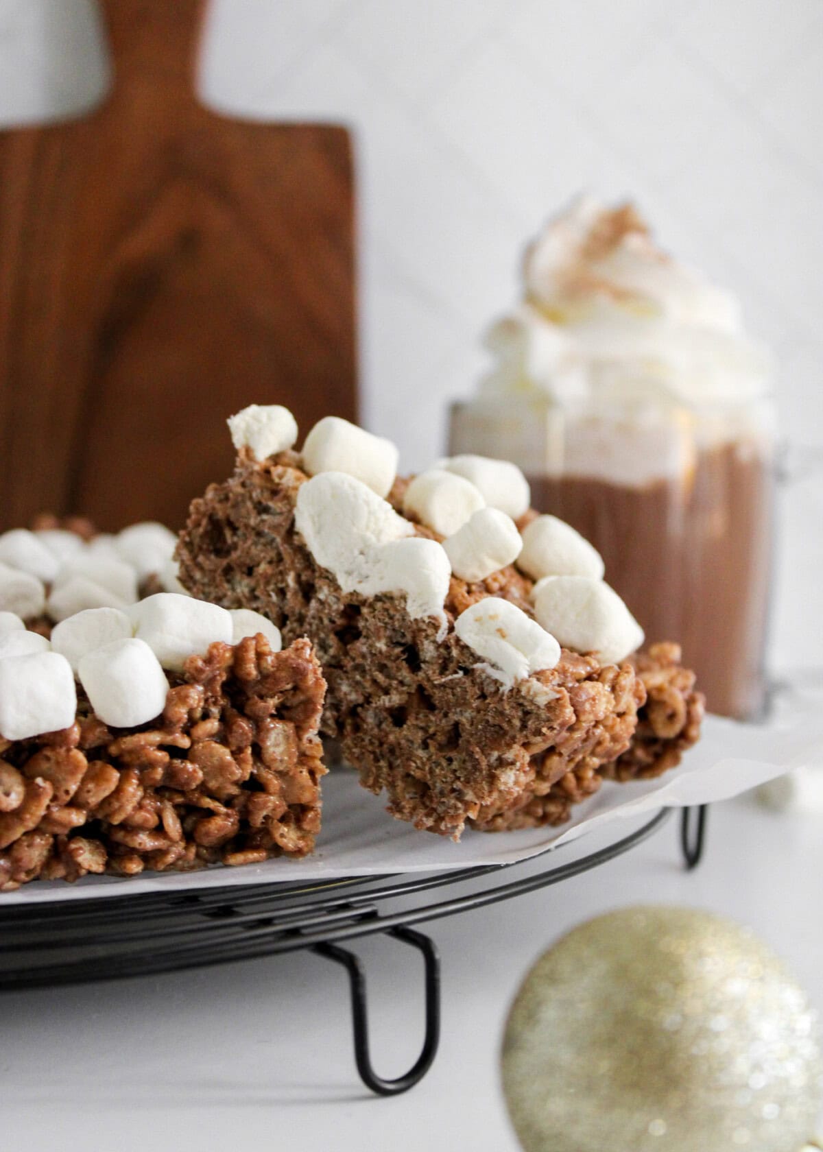 plate of Hot Cocoa Rice Krispie Treats
