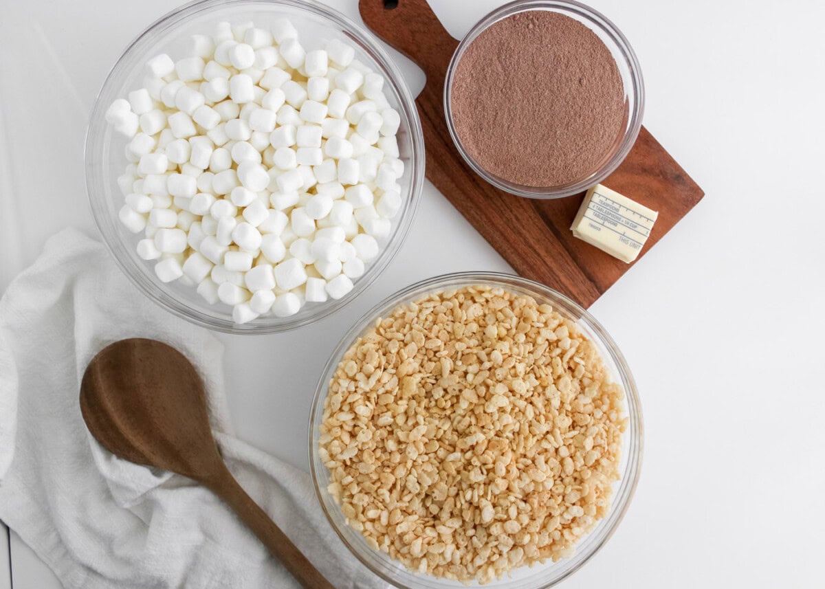 ingredients for Hot Cocoa Rice Krispie Treats