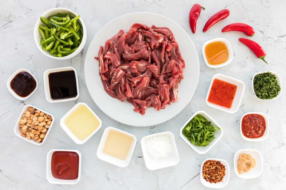 ingredients for Kung Pao Beef
