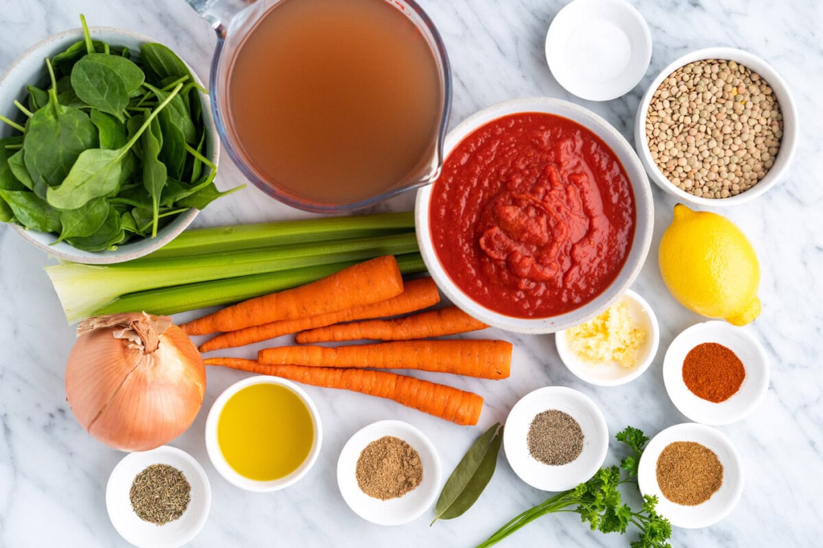 ingredients for Lentil Soup
