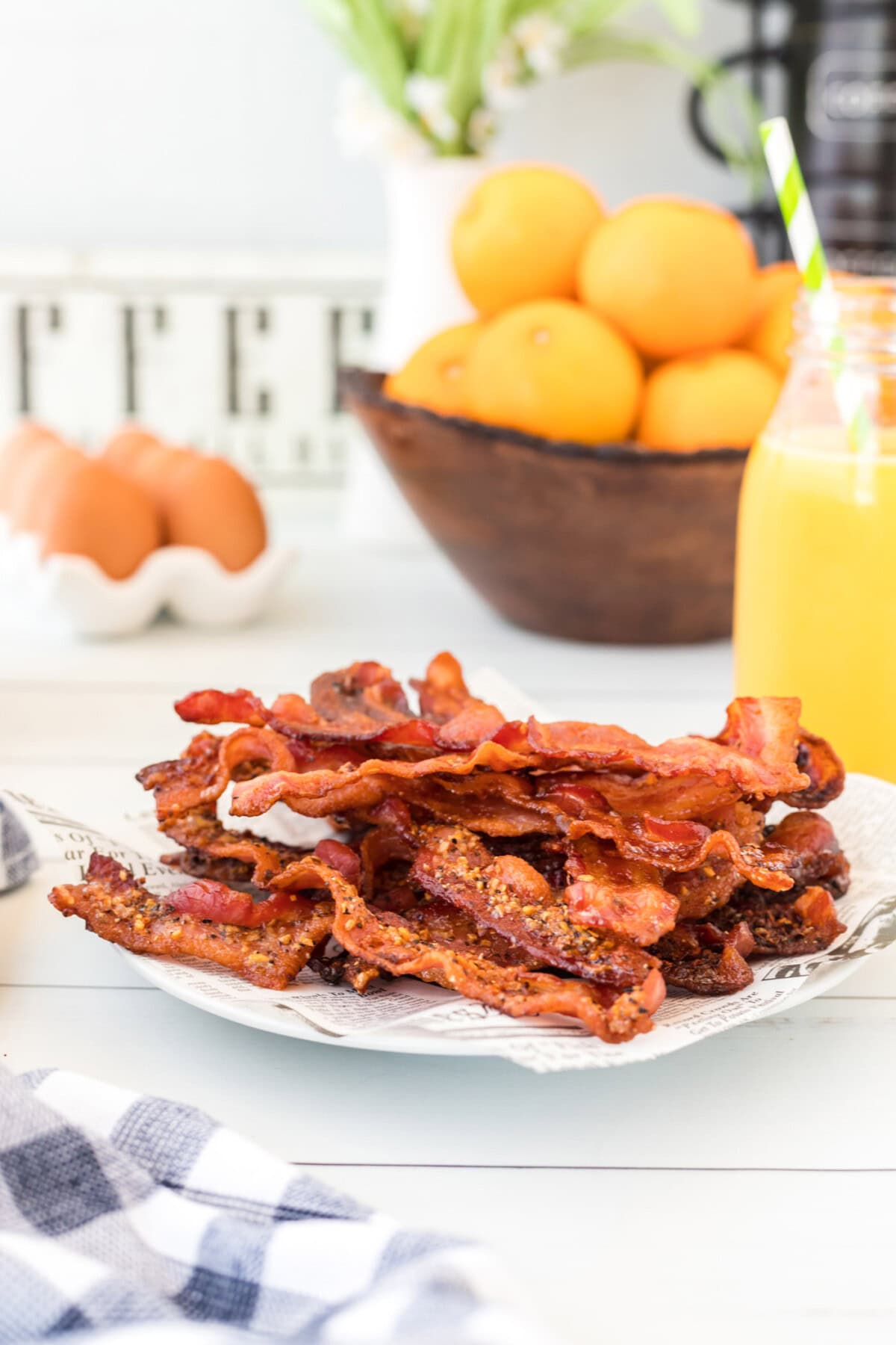 plate of oven made bacon