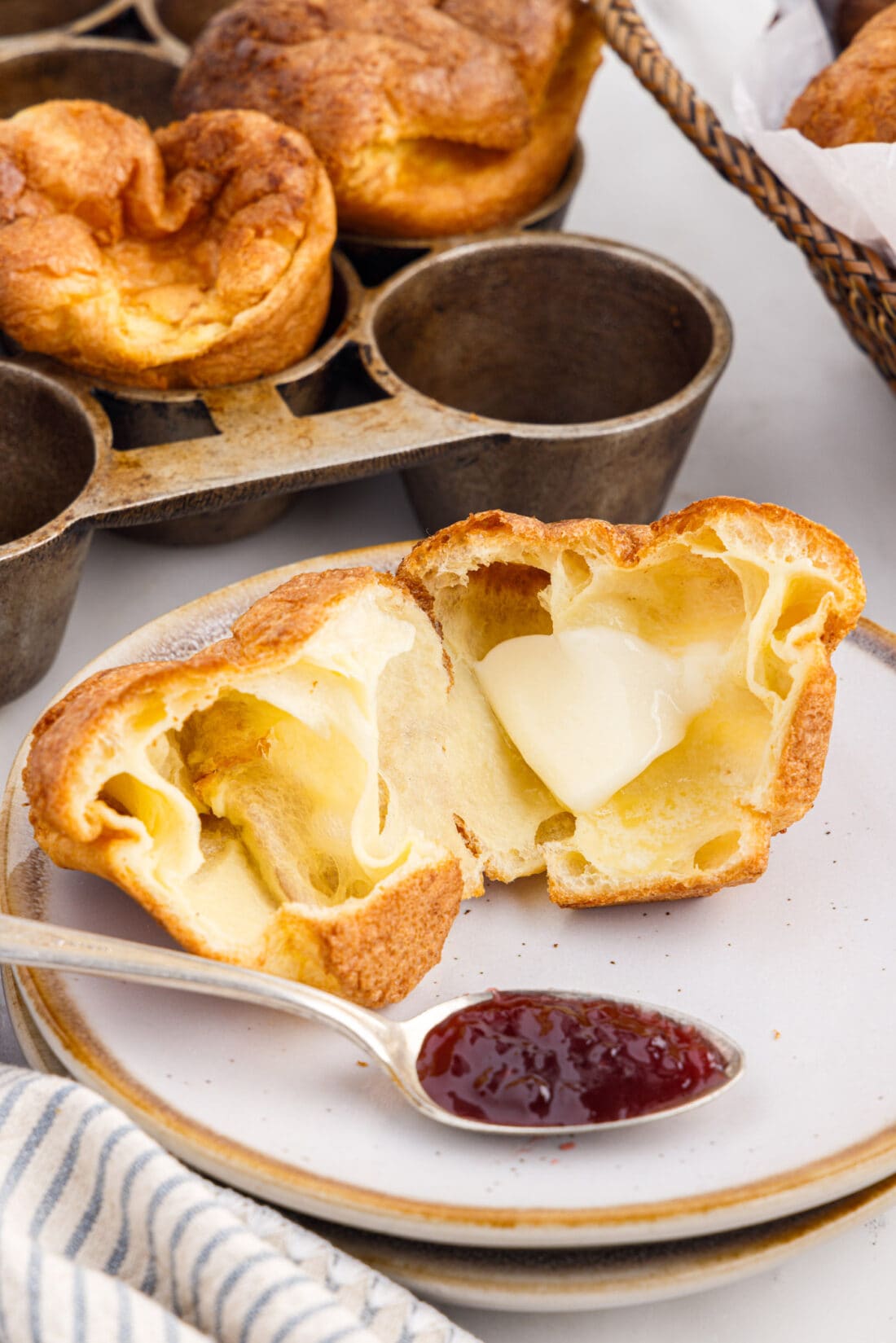 Popover with butter and jam
