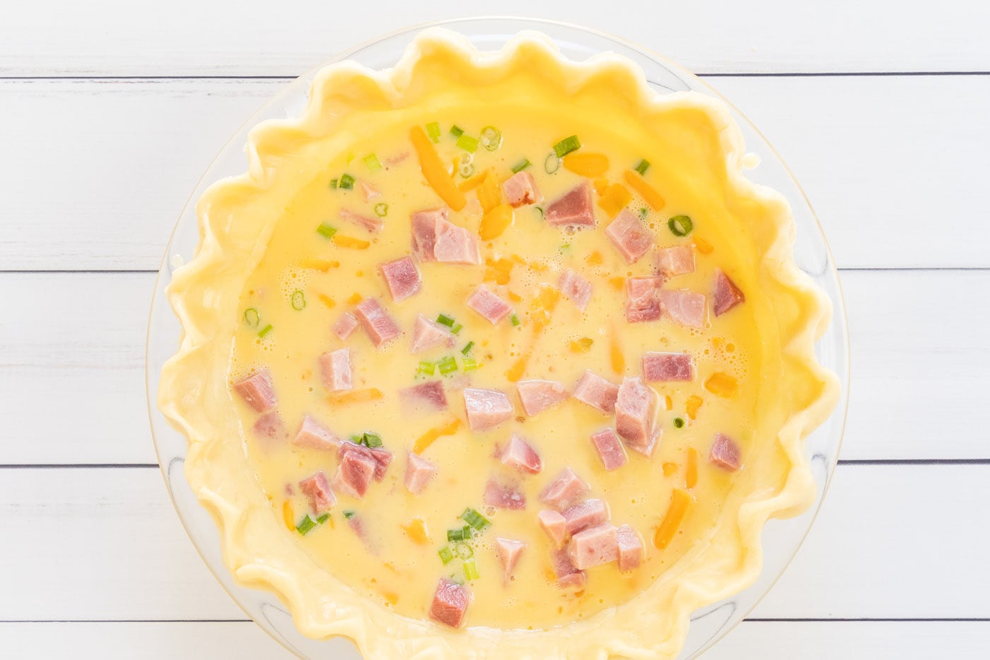 homemade quiche in a pie shell