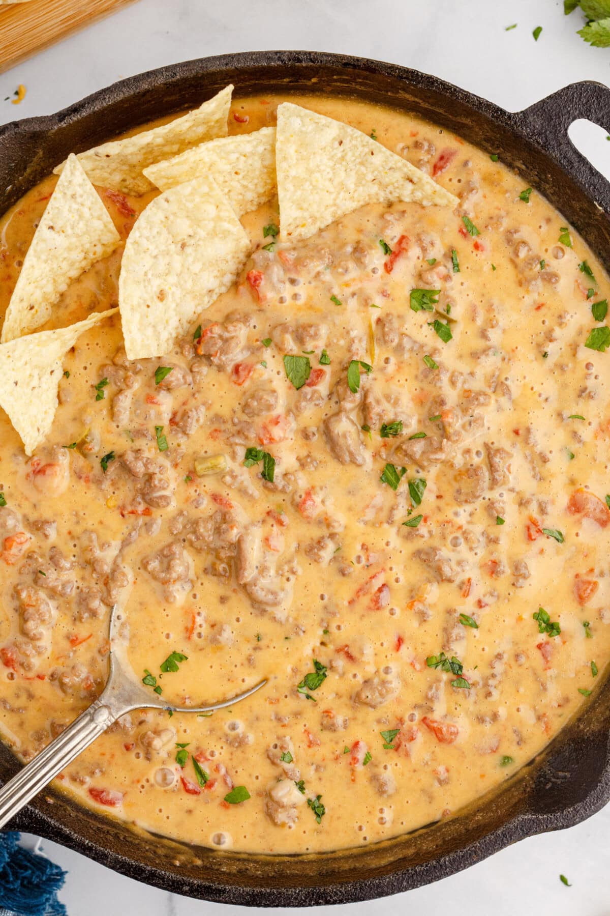 skillet of Rotel Dip