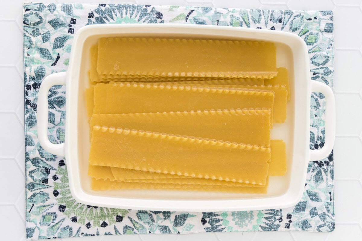 letting lasagna noodles soak in hot water