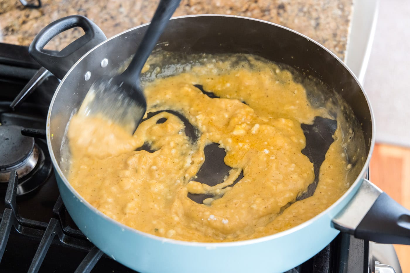 mixing roux in skillet