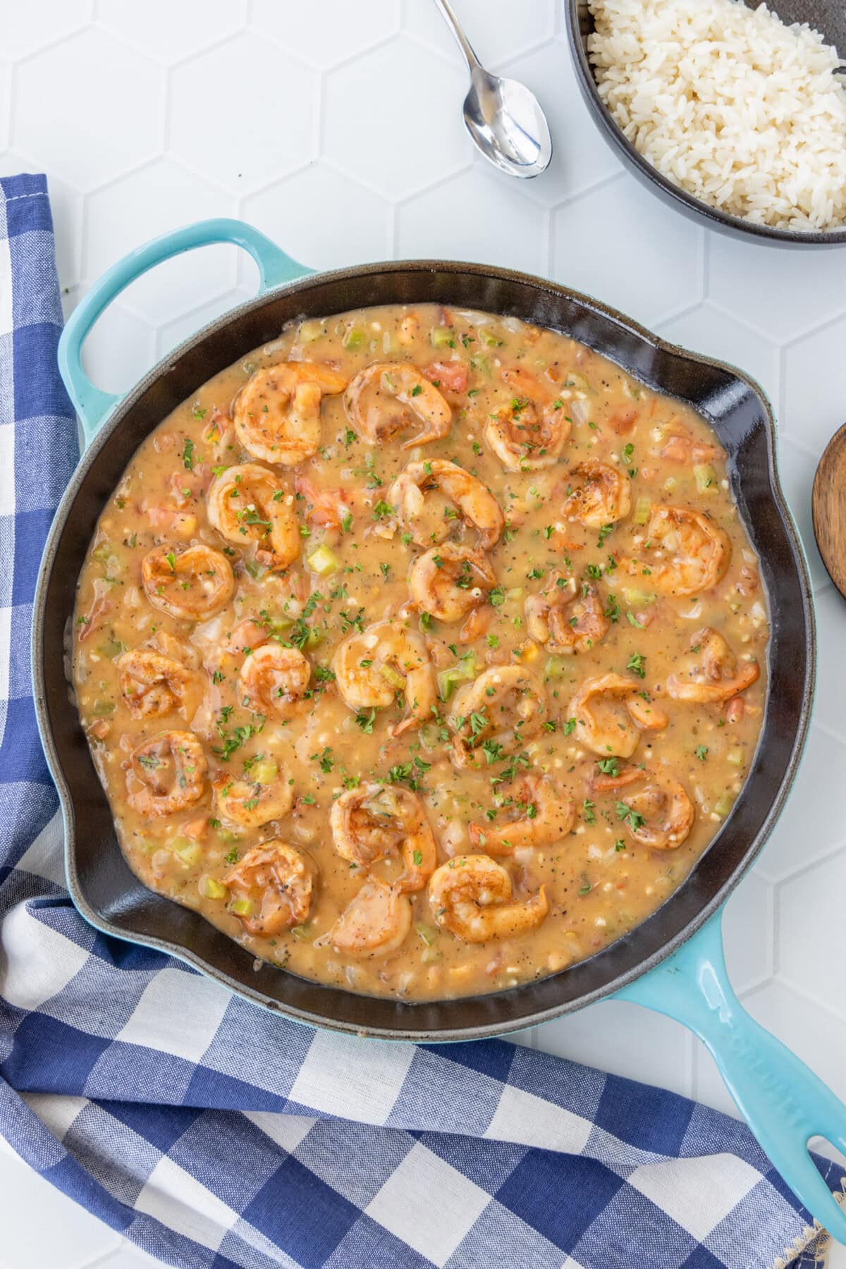 Shrimp Etoufee in a skillet