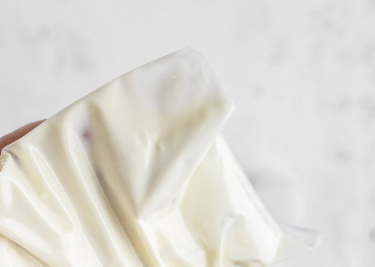 melted white chocolate on a spatula