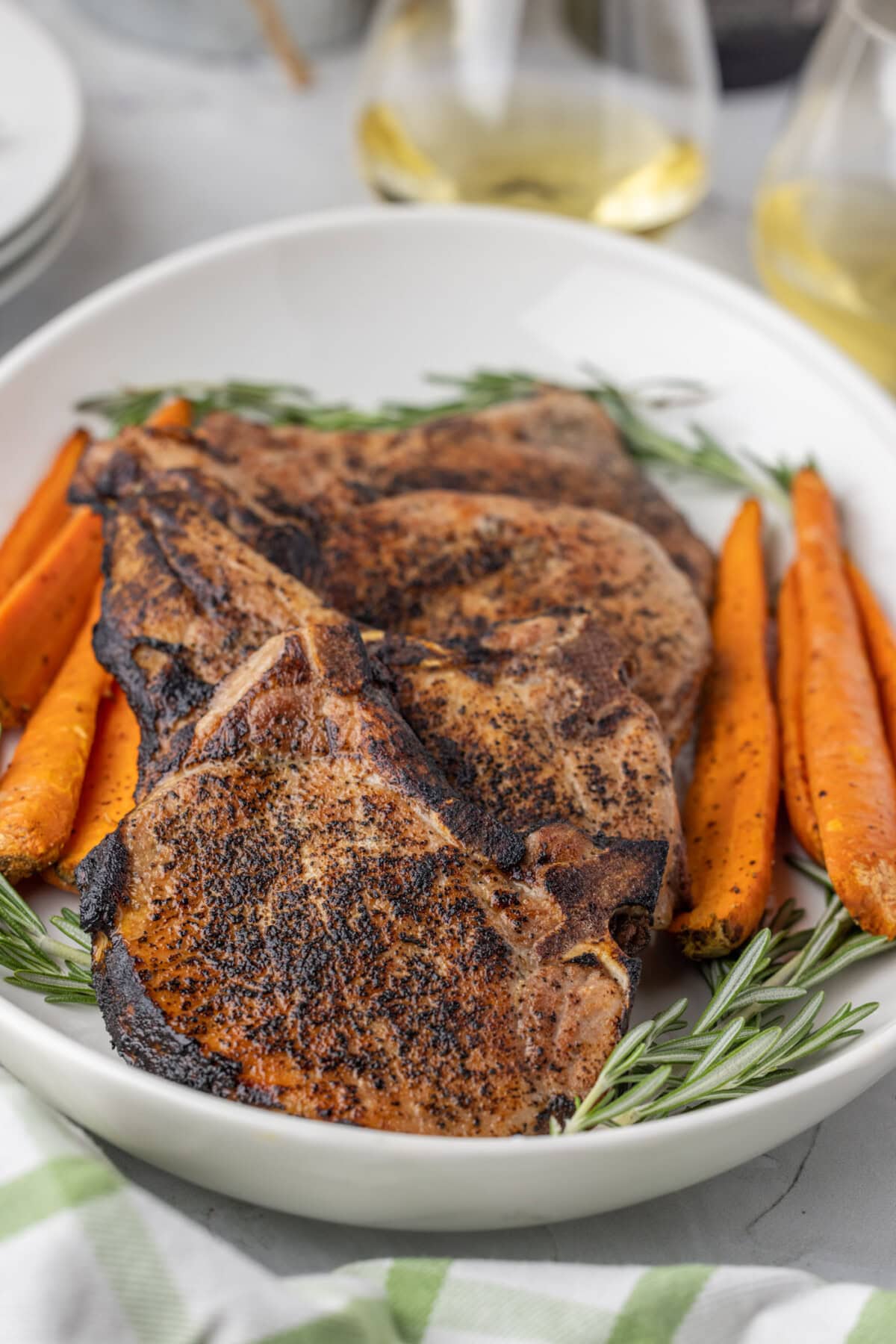 platter of Sous Vide Pork Chops