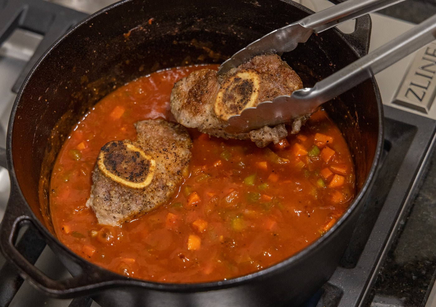 adding veal shanks to osso buco