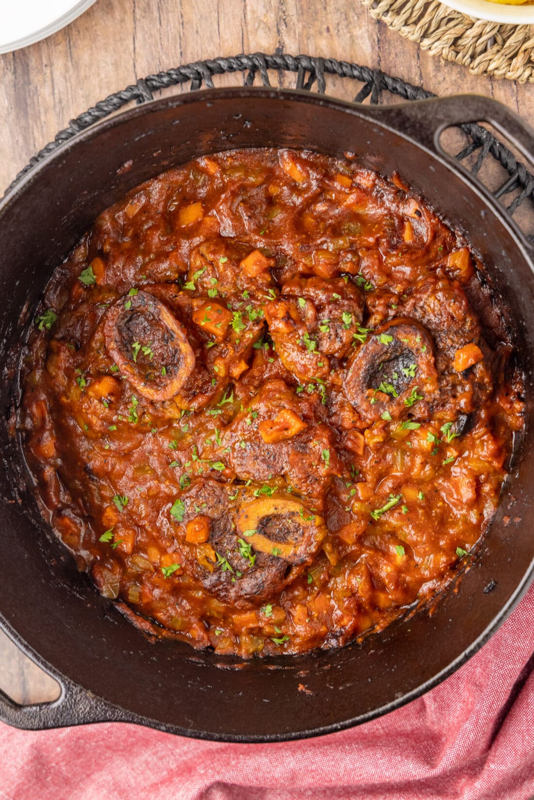 Veal Osso Bucco in a dutch oven