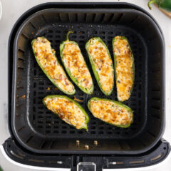 Air Fryer basket of Jalapeno Poppers