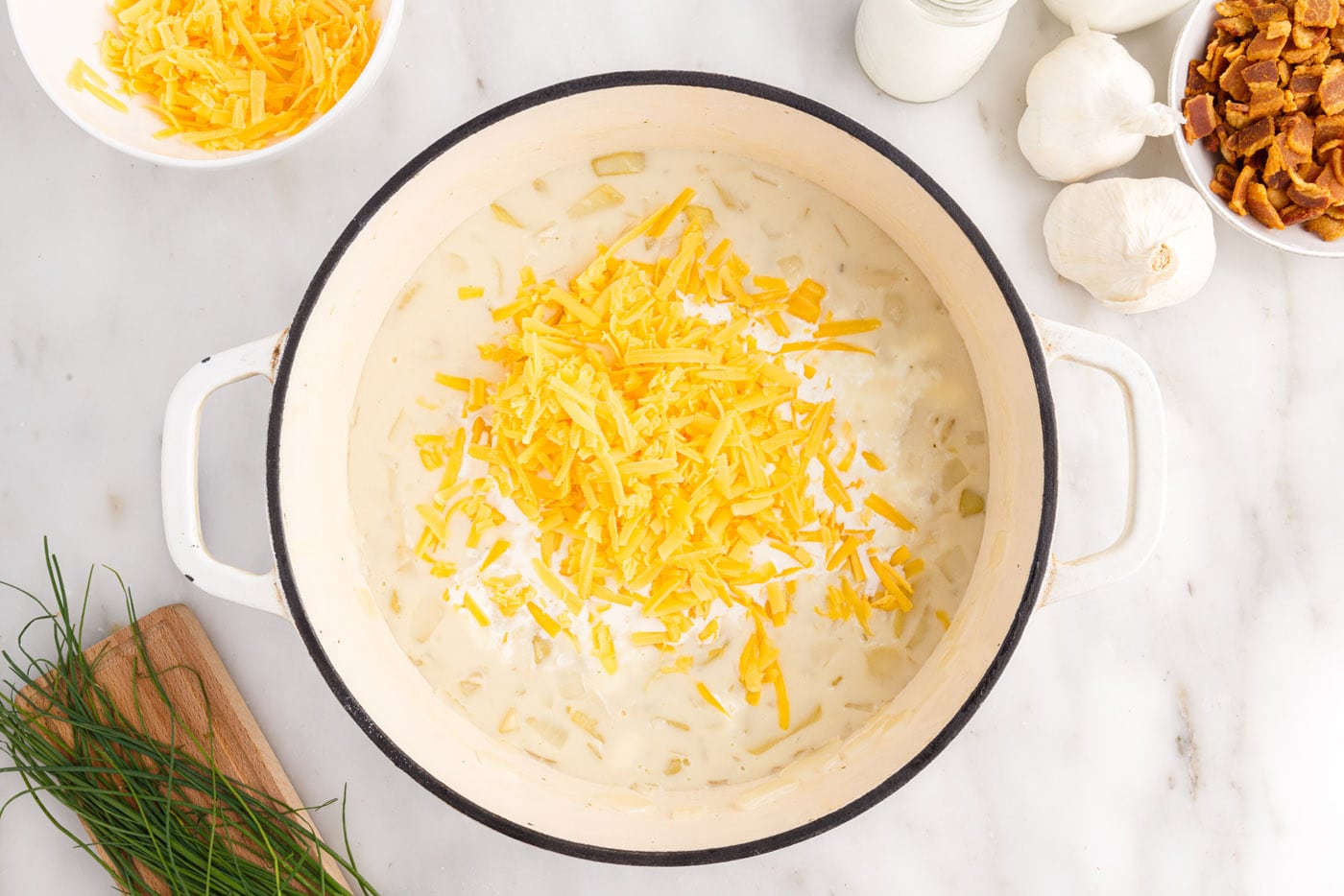 shredded cheese added to baked potato soup