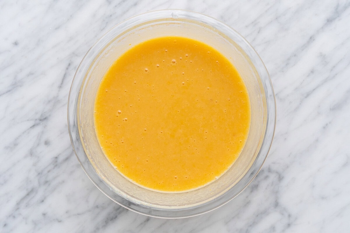 wet ingredients for muffin batter in a bowl