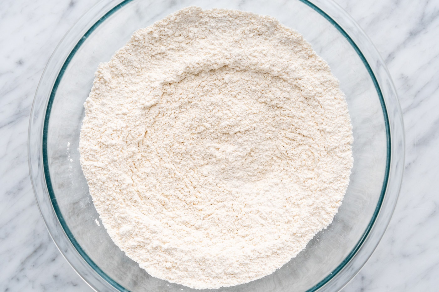 dry ingredients for muffin batter in a bowl