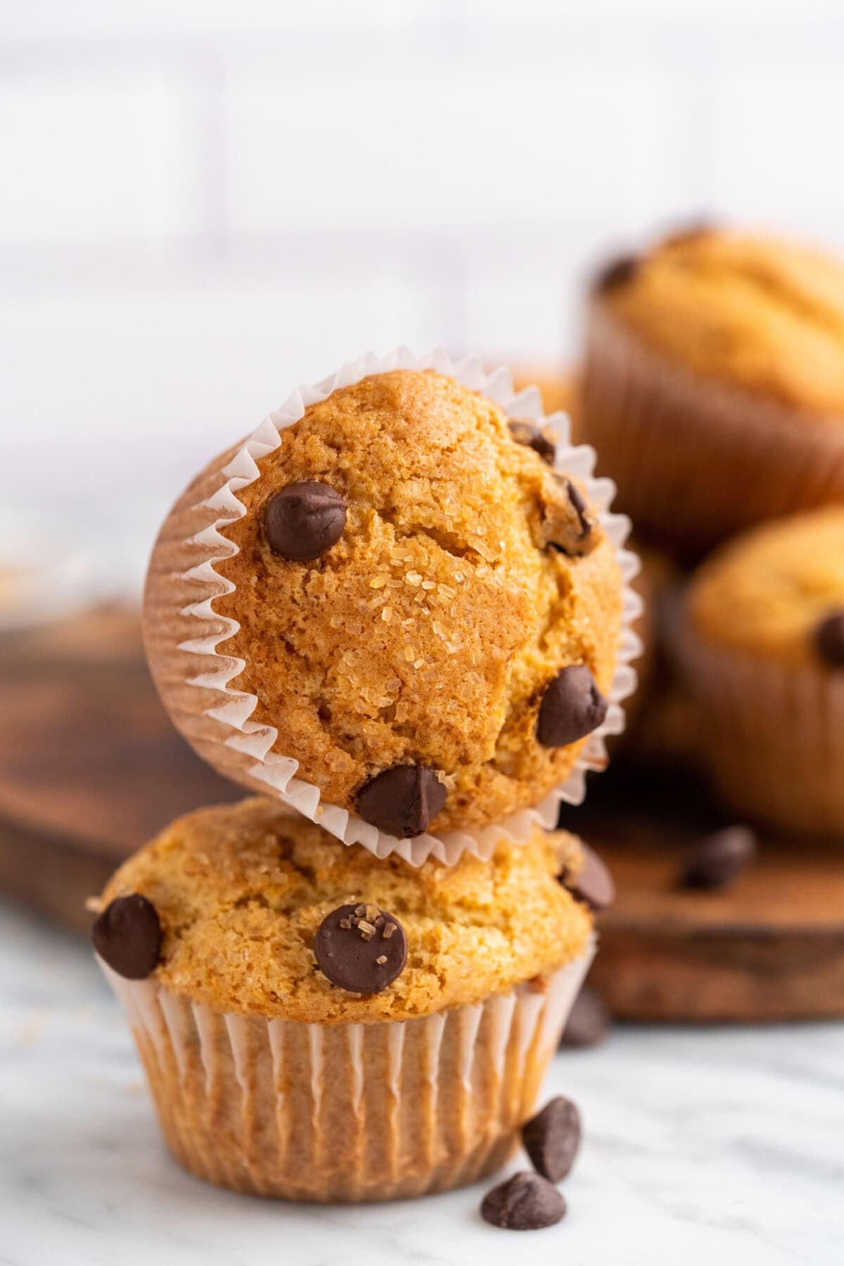 Stack of Chocolate Chip Muffins