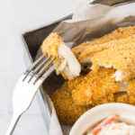 Piece of Fried Whiting Fish on a fork