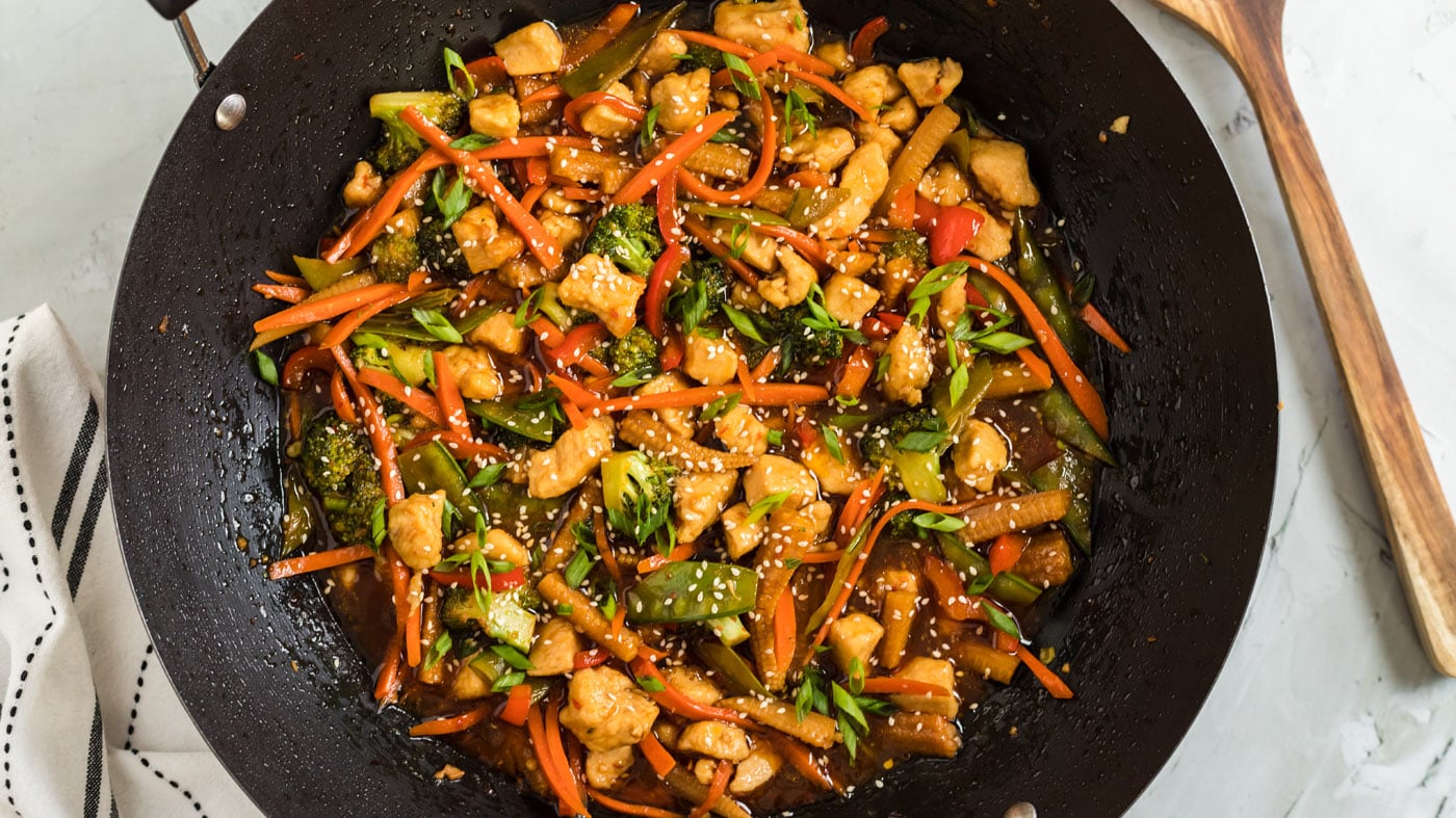 Hunan chicken packs a punch thanks to the chili garlic sauce that's complemented with golden brown c