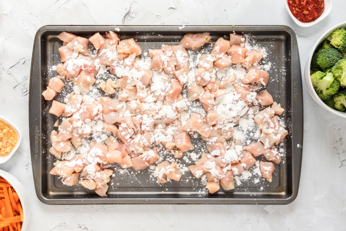 coating chicken pieces in cornstarch