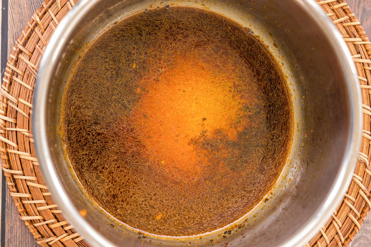 soy sauce, liquid smoke, and chicken broth in instant pot